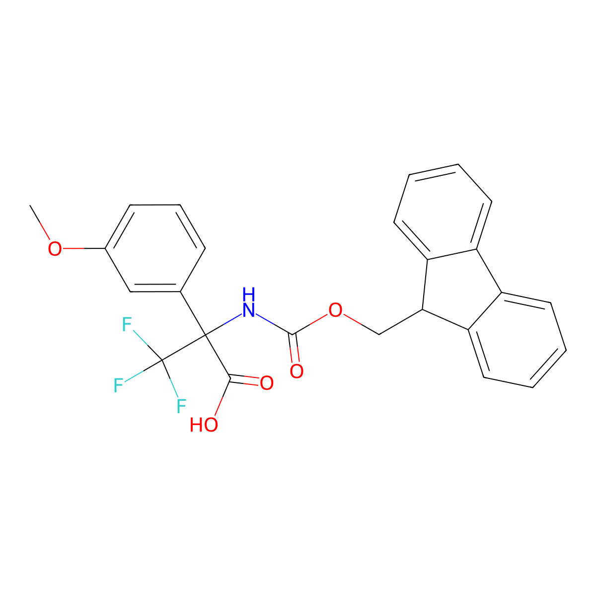 2-({[(9H-fluoren-9-yl)methoxy]carbonyl}amino)-3,3,3-trifluoro-2-(3-methoxyphenyl)propanoic acid molecular structure, CAS 2172031-98-8