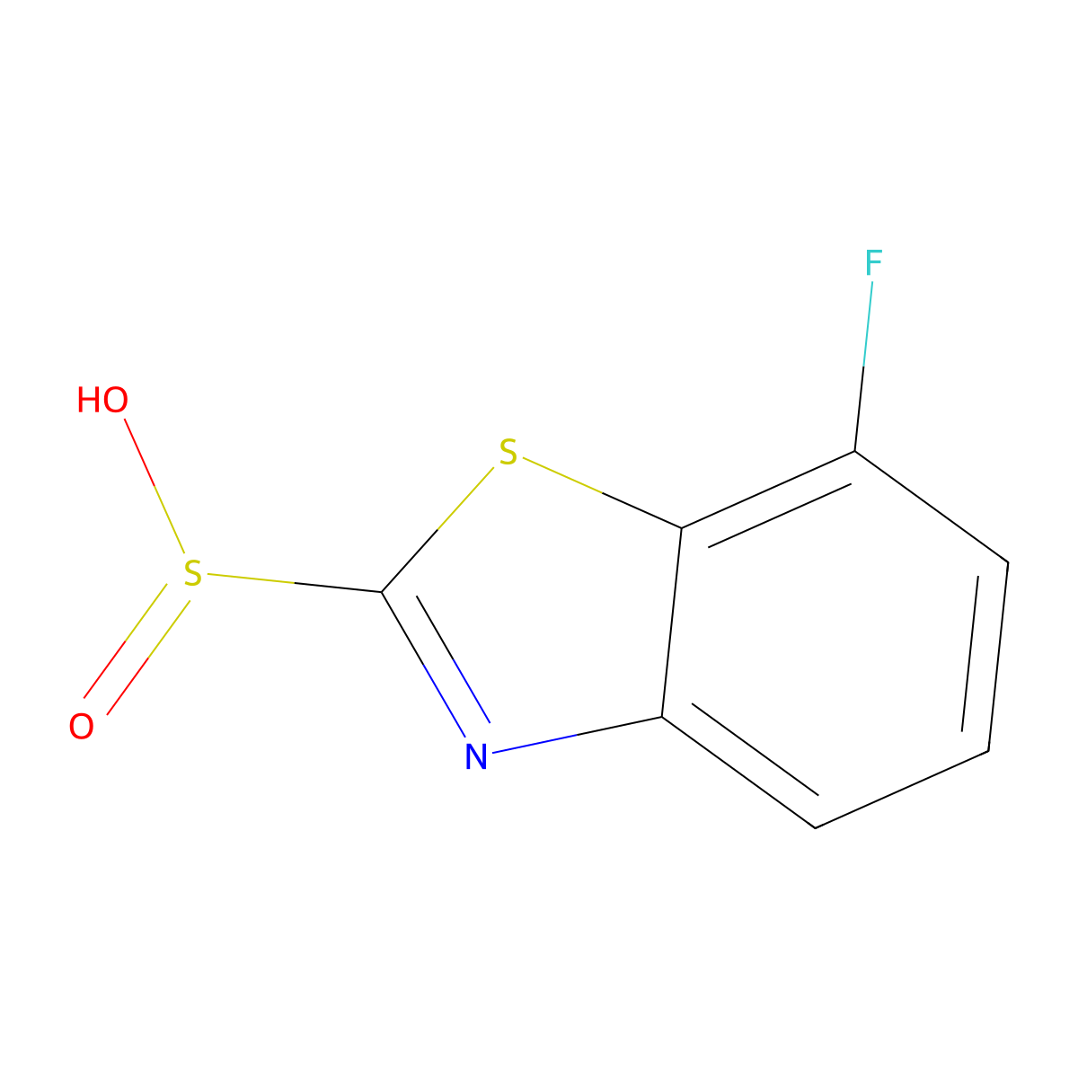 7-Fluoro-1,3-benzothiazole-2-sulfinic acid molecular structure, CAS 2172032-03-8