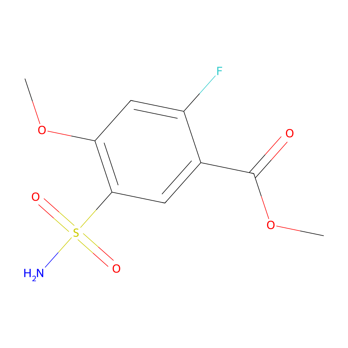 Methyl 2-fluoro-4-methoxy-5-sulfamoylbenzoate molecular structure, CAS 2172032-20-9