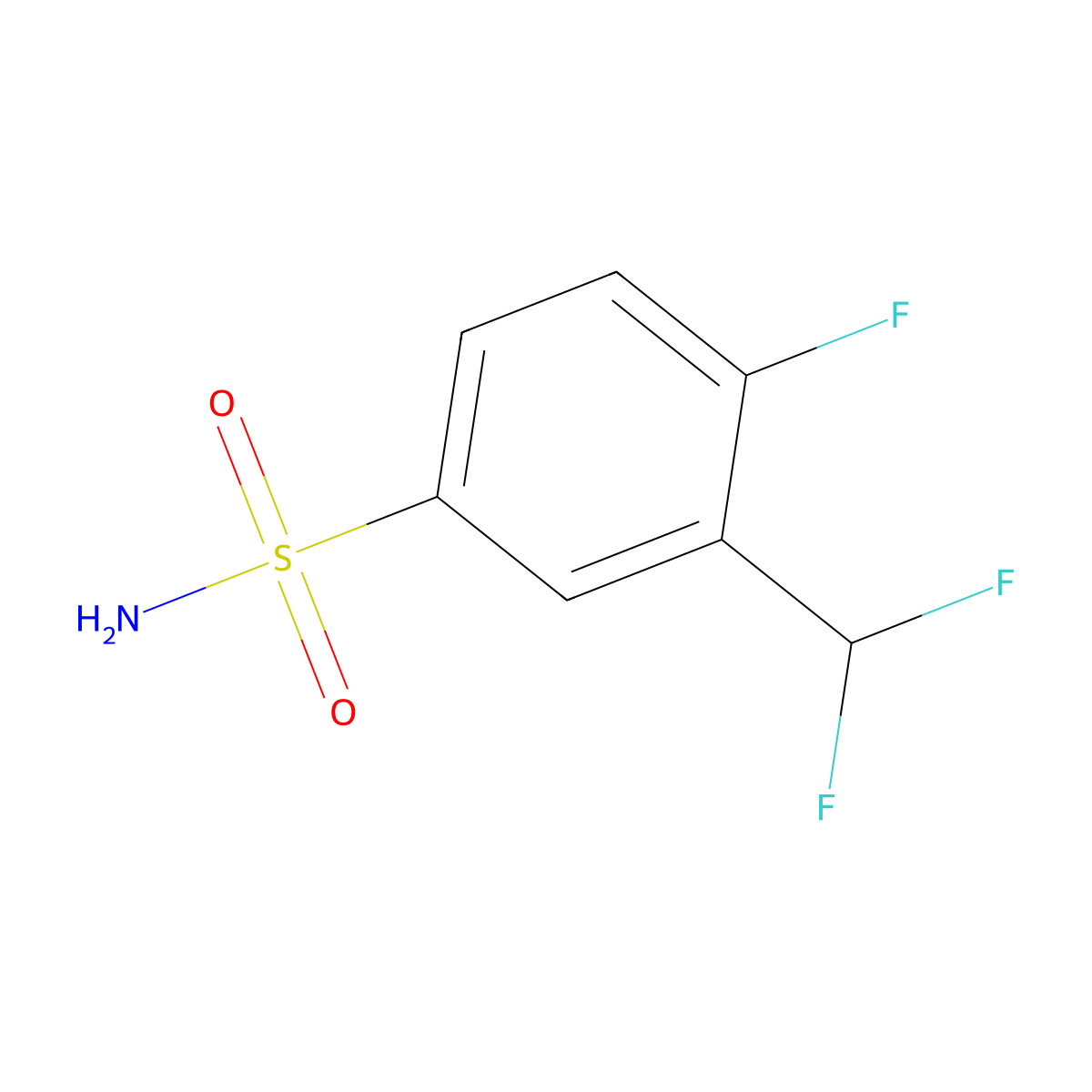 3-(Difluoromethyl)-4-fluorobenzene-1-sulfonamide molecular structure, CAS 2172034-15-8