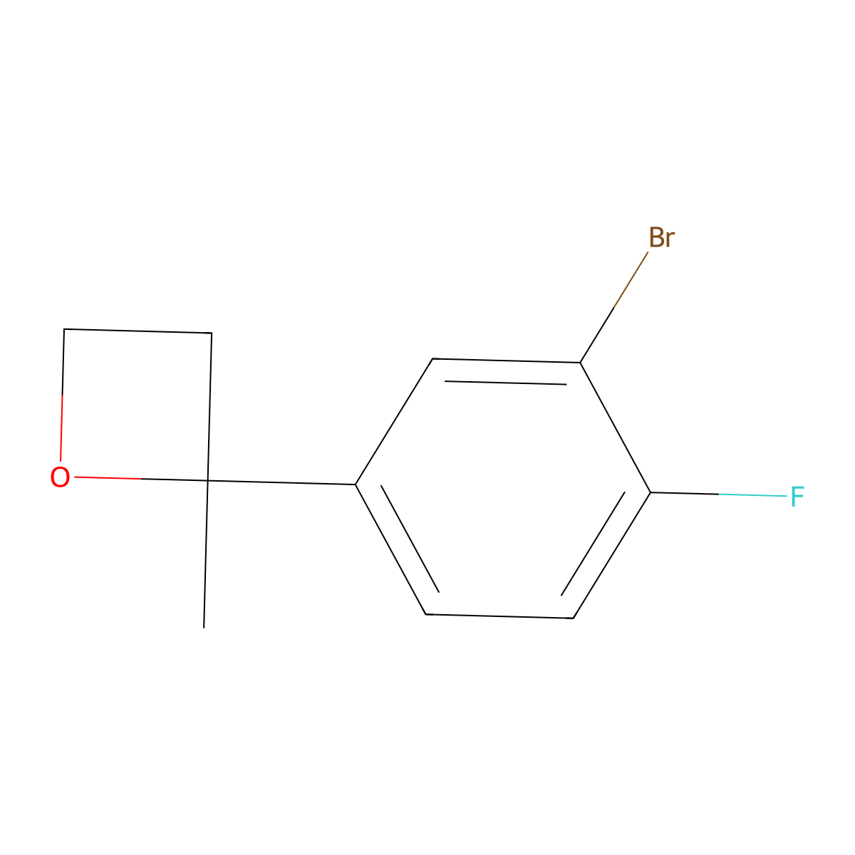 2-(3-Bromo-4-fluorophenyl)-2-methyloxetane molecular structure, CAS 2172035-52-6