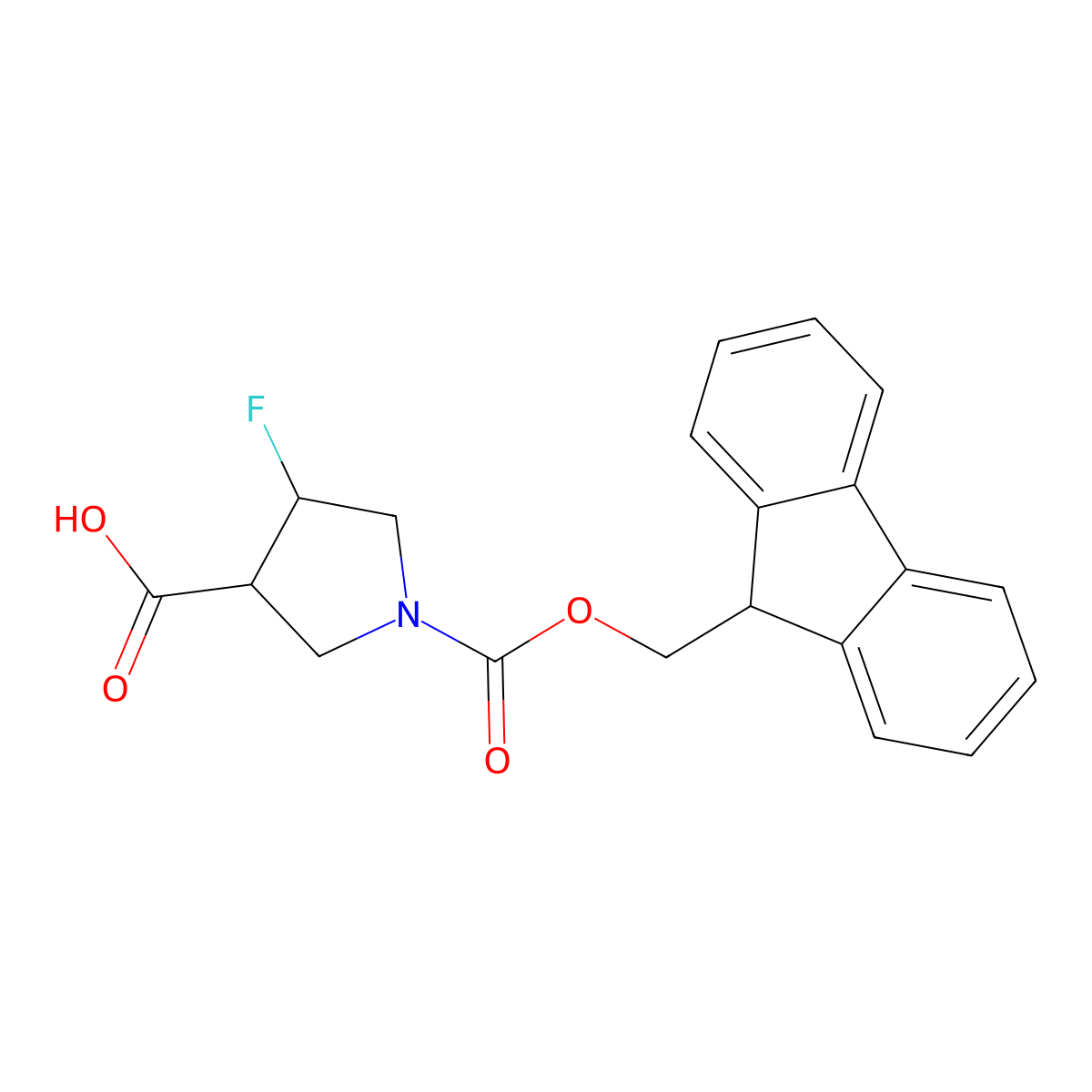 1-[(9H-fluoren-9-ylmethoxy)carbonyl]-4-fluoropyrrolidine-3-carboxylic acid molecular structure, CAS 2172036-00-7