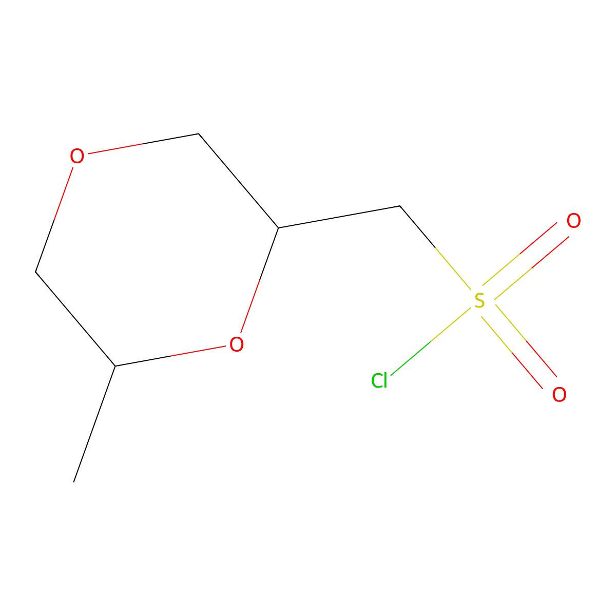 (6-Methyl-1,4-dioxan-2-yl)methanesulfonylchloride molecular structure, CAS 2172036-33-6