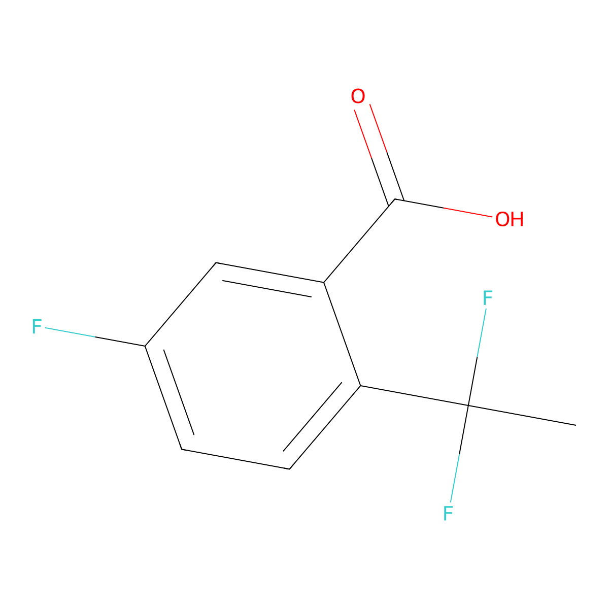 2-(1,1-Difluoroethyl)-5-fluorobenzoic acid molecular structure, CAS 2172036-79-0