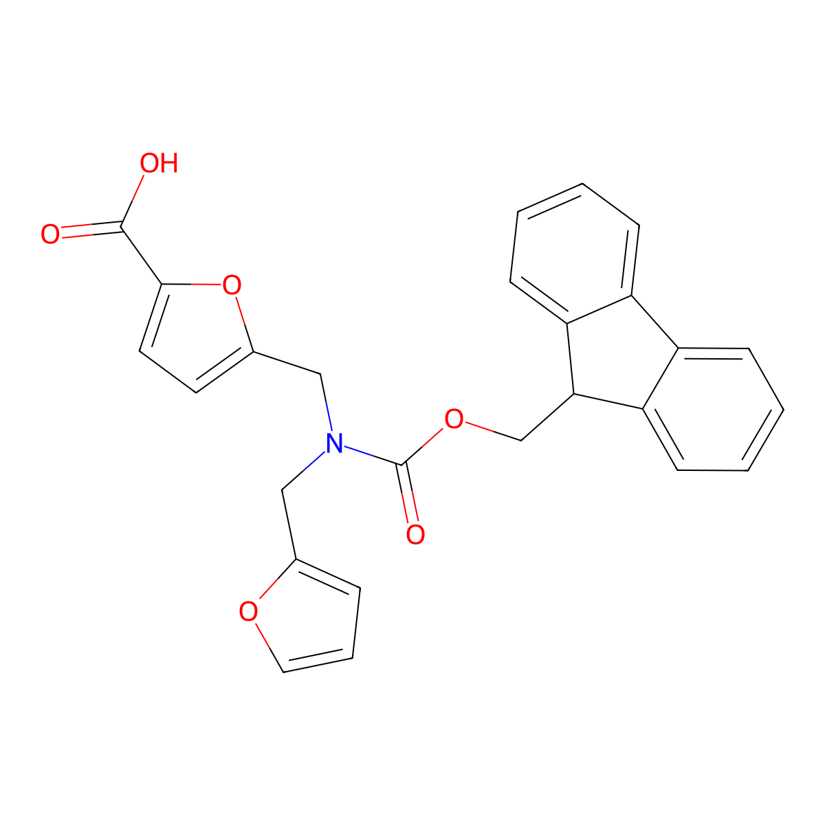 5-[({[(9H-fluoren-9-yl)methoxy]carbonyl}[(furan-2-yl)methyl]amino)methyl]furan-2-carboxylicacid molecular structure, CAS 2172037-27-1