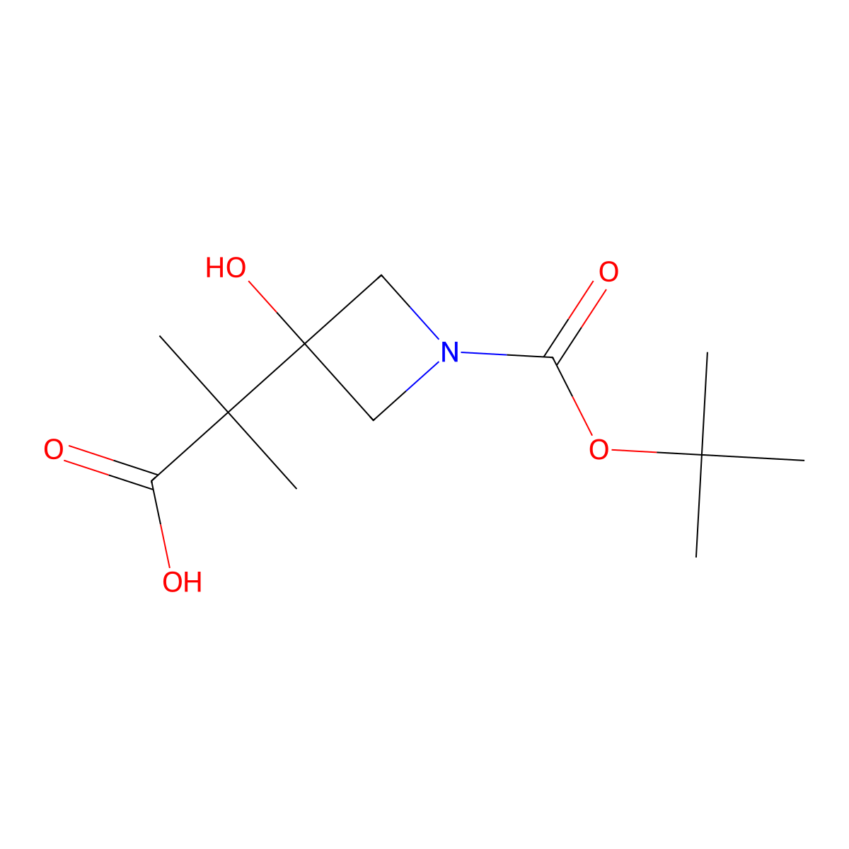 2-{1-[(Tert-butoxy)carbonyl]-3-hydroxyazetidin-3-yl}-2-methylpropanoic acid molecular structure, CAS 2172037-86-2