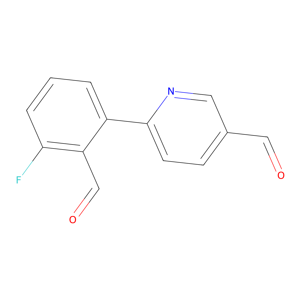 6-(3-Fluoro-2-formylphenyl)pyridine-3-carbaldehyde molecular structure, CAS 2172038-34-3