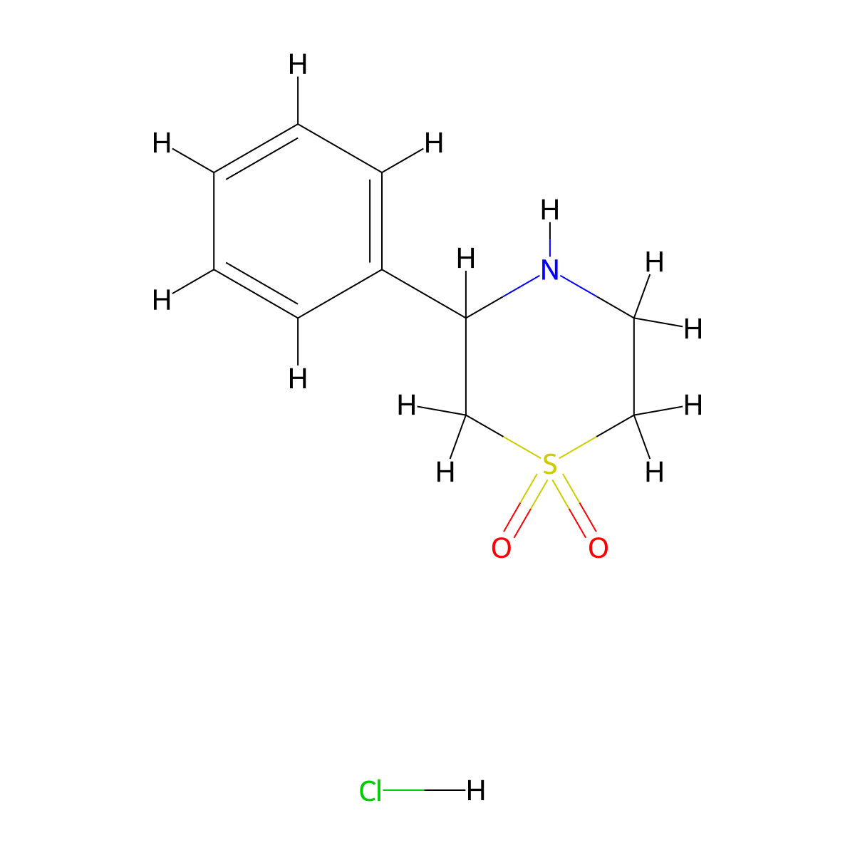 3-Phenyl-1lambda6-thiomorpholine-1,1-dione hydrochloride molecular structure, CAS 2172039-08-4