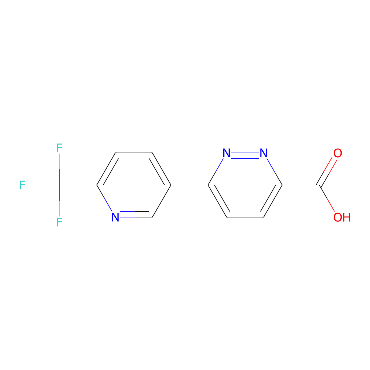 6-[6-(Trifluoromethyl)pyridin-3-yl]pyridazine-3-carboxylic acid molecular structure, CAS 2172041-27-7