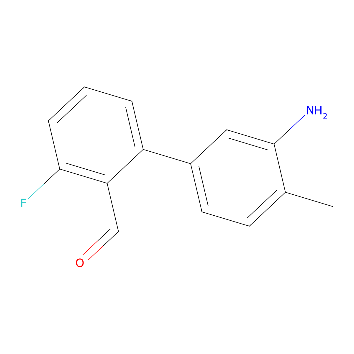 2-(3-Amino-4-methylphenyl)-6-fluorobenzaldehyde molecular structure, CAS 2172042-08-7