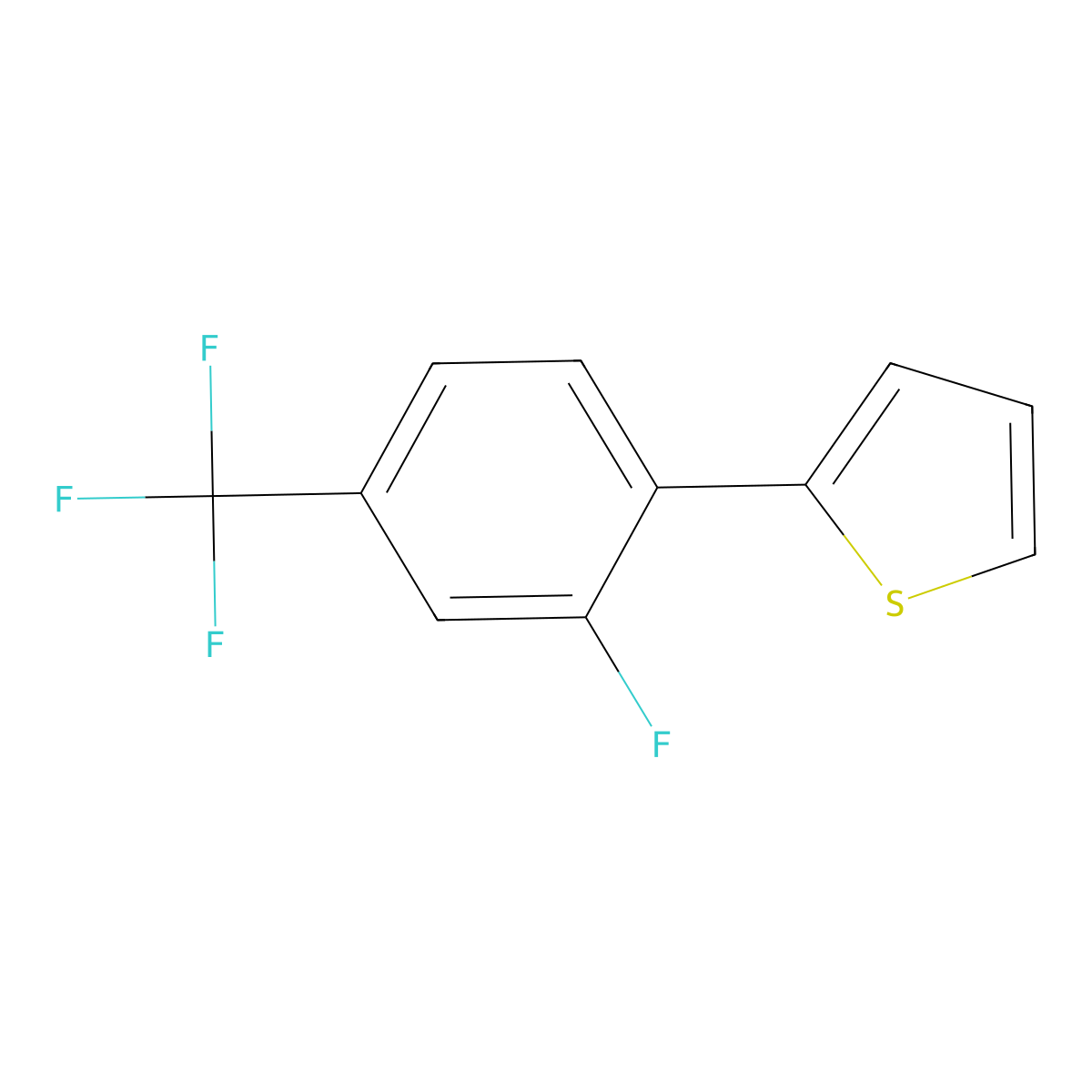 2-[2-Fluoro-4-(trifluoromethyl)phenyl]thiophene molecular structure, CAS 2172042-15-6