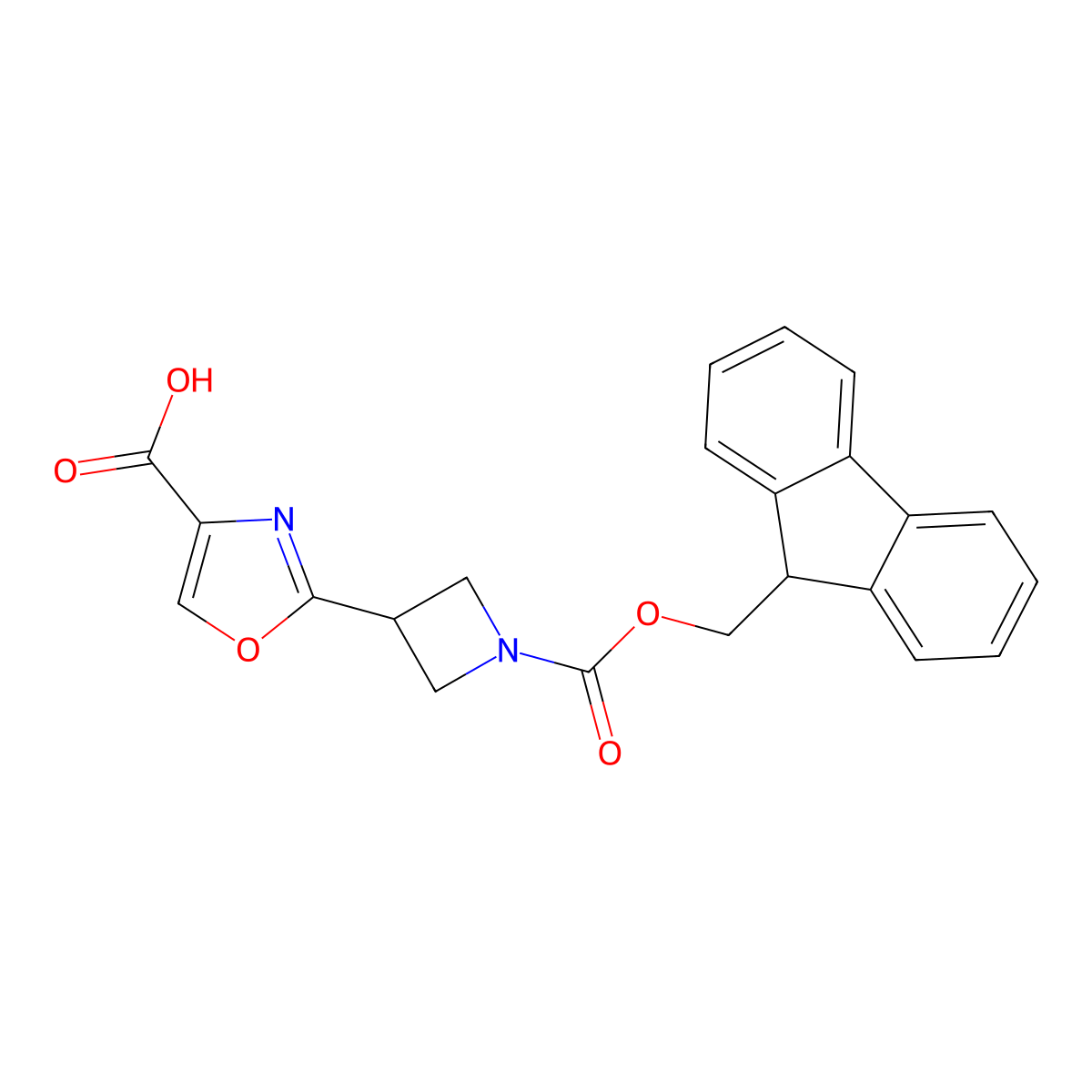 2-(1-{[(9H-fluoren-9-yl)methoxy]carbonyl}azetidin-3-yl)-1,3-oxazole-4-carboxylic acid molecular structure, CAS 2172042-24-7