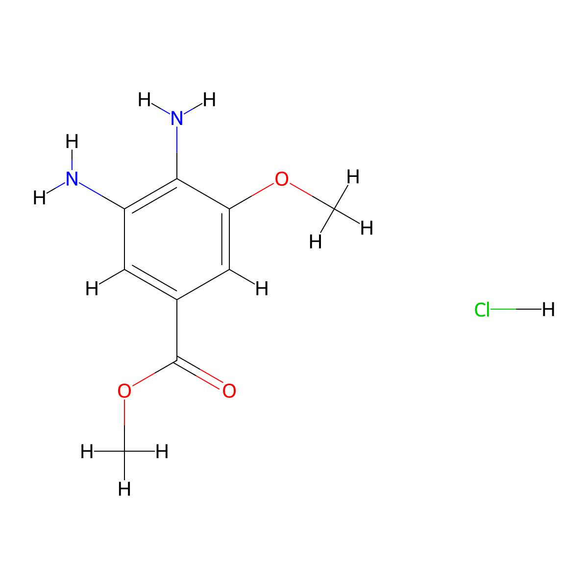 Methyl 3,4-diamino-5-methoxybenzoate hydrochloride molecular structure, CAS 2172043-09-1