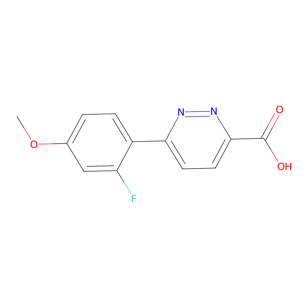 6-(2-Fluoro-4-methoxyphenyl)pyridazine-3-carboxylic acid molecular structure, CAS 2172044-22-1