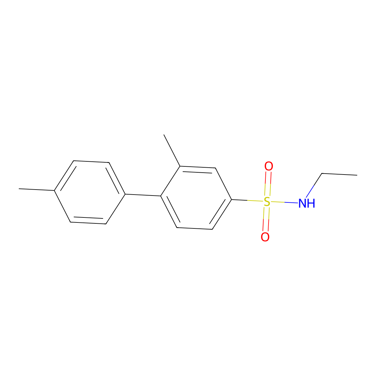 N-ethyl-3-methyl-4-(4-methylphenyl)benzene-1-sulfonamide molecular structure, CAS 2172045-09-7