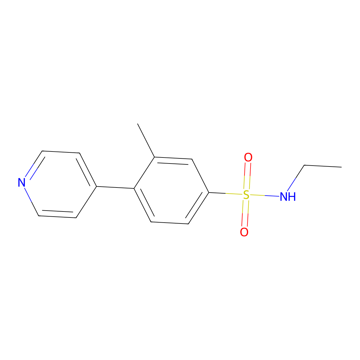 N-ethyl-3-methyl-4-(pyridin-4-yl)benzene-1-sulfonamide molecular structure, CAS 2172045-26-8