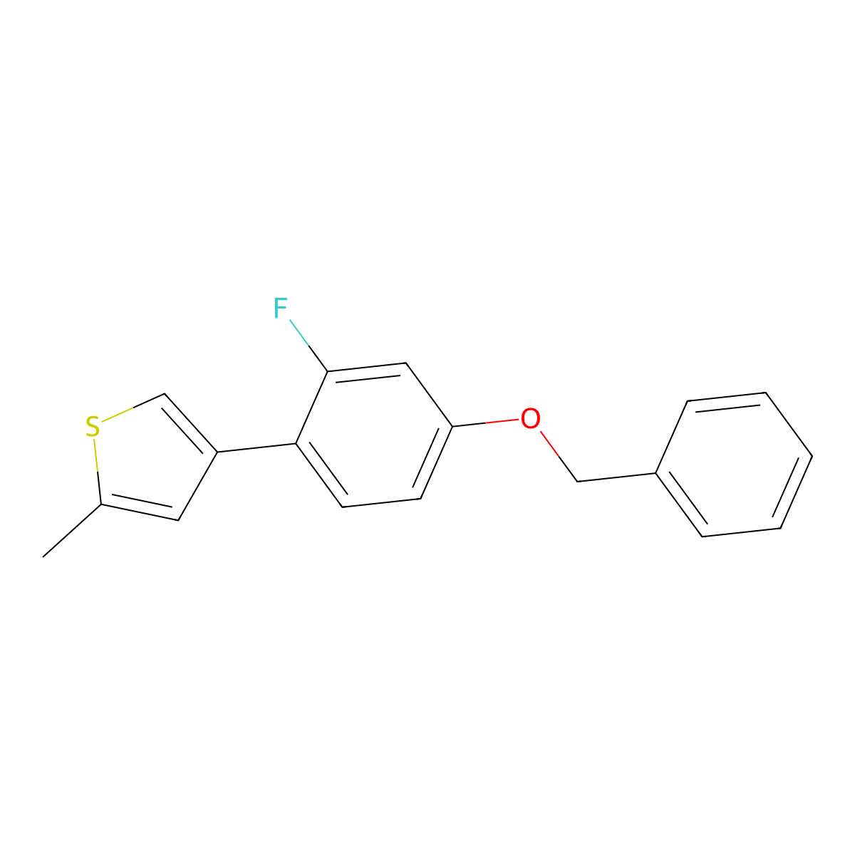 4-[4-(Benzyloxy)-2-fluorophenyl]-2-methylthiophene molecular structure, CAS 2172047-35-5