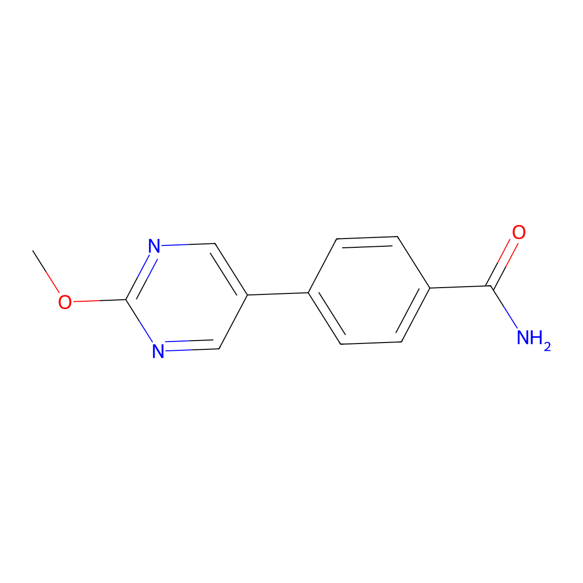 4-(2-Methoxypyrimidin-5-yl)benzamide molecular structure, CAS 2172048-26-7