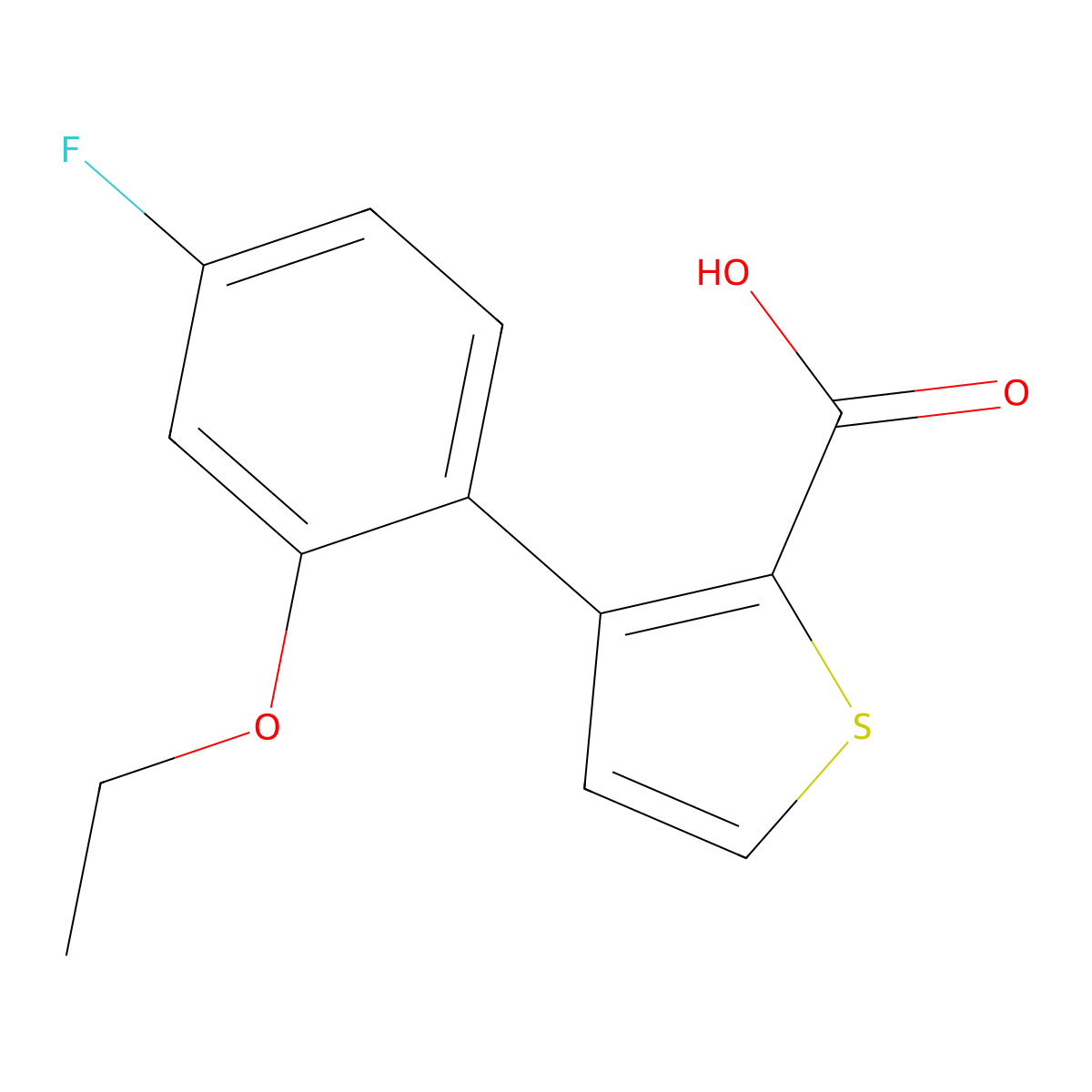 3-(2-Ethoxy-4-fluorophenyl)thiophene-2-carboxylic acid molecular structure, CAS 2172048-27-8