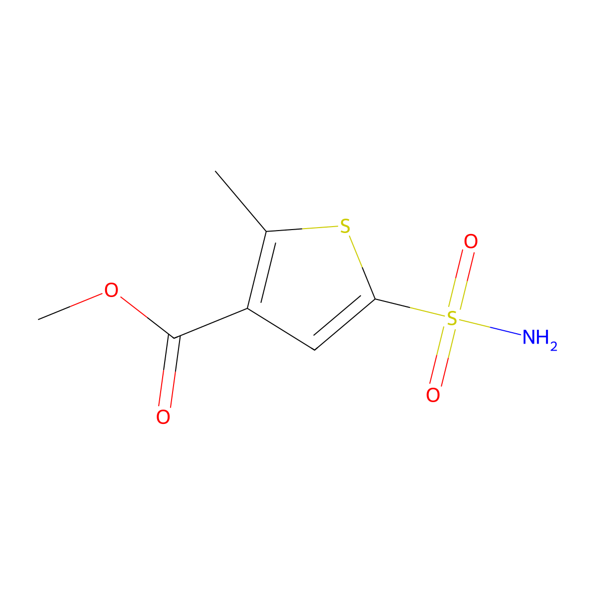 Methyl 2-methyl-5-sulfamoylthiophene-3-carboxylate molecular structure, CAS 2172050-31-4