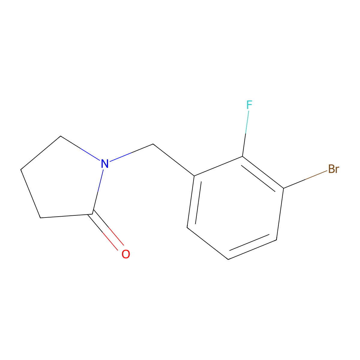 1-[(3-Bromo-2-fluorophenyl)methyl]pyrrolidin-2-one molecular structure, CAS 2172050-63-2