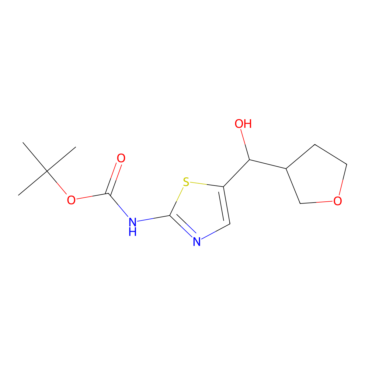 Tert-butyl n-{5-[hydroxy(oxolan-3-yl)methyl]-1,3-thiazol-2-yl}carbamate molecular structure, CAS 2172050-68-7