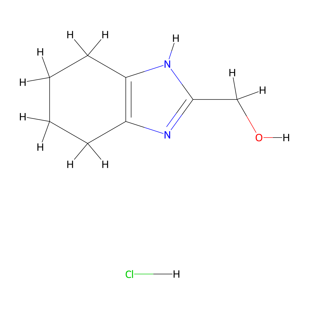 4,5,6,7-Tetrahydro-1h-1,3-benzodiazol-2-ylmethanol hydrochloride molecular structure, CAS 2172051-06-6