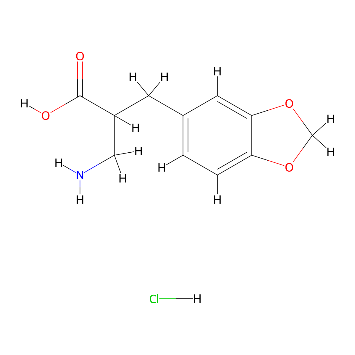 3-Amino-2-[(1,3-dioxaindan-5-yl)methyl]propanoic acid hydrochloride molecular structure, CAS 2172051-51-1