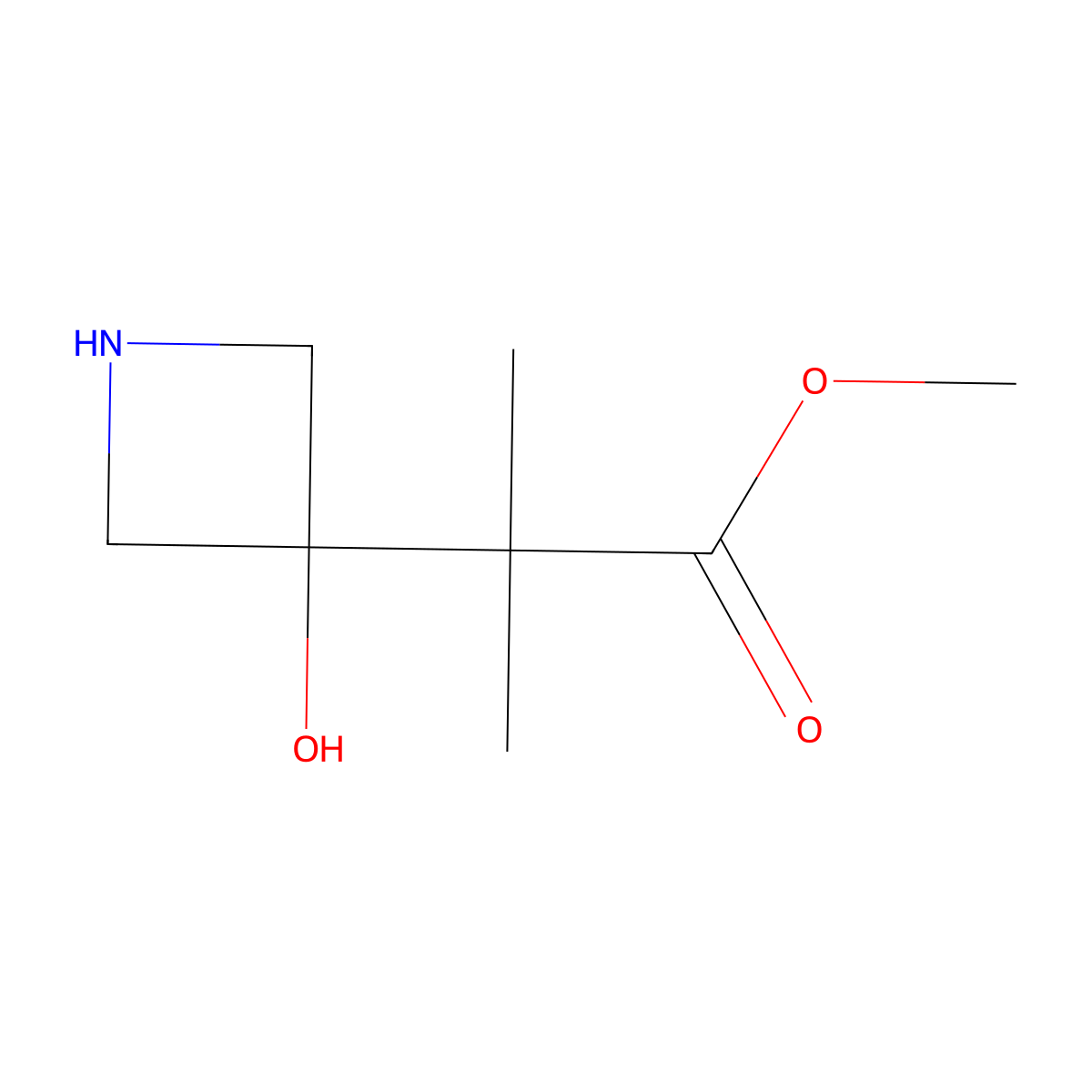 Methyl 2-(3-hydroxyazetidin-3-yl)-2-methylpropanoate molecular structure, CAS 2172051-57-7