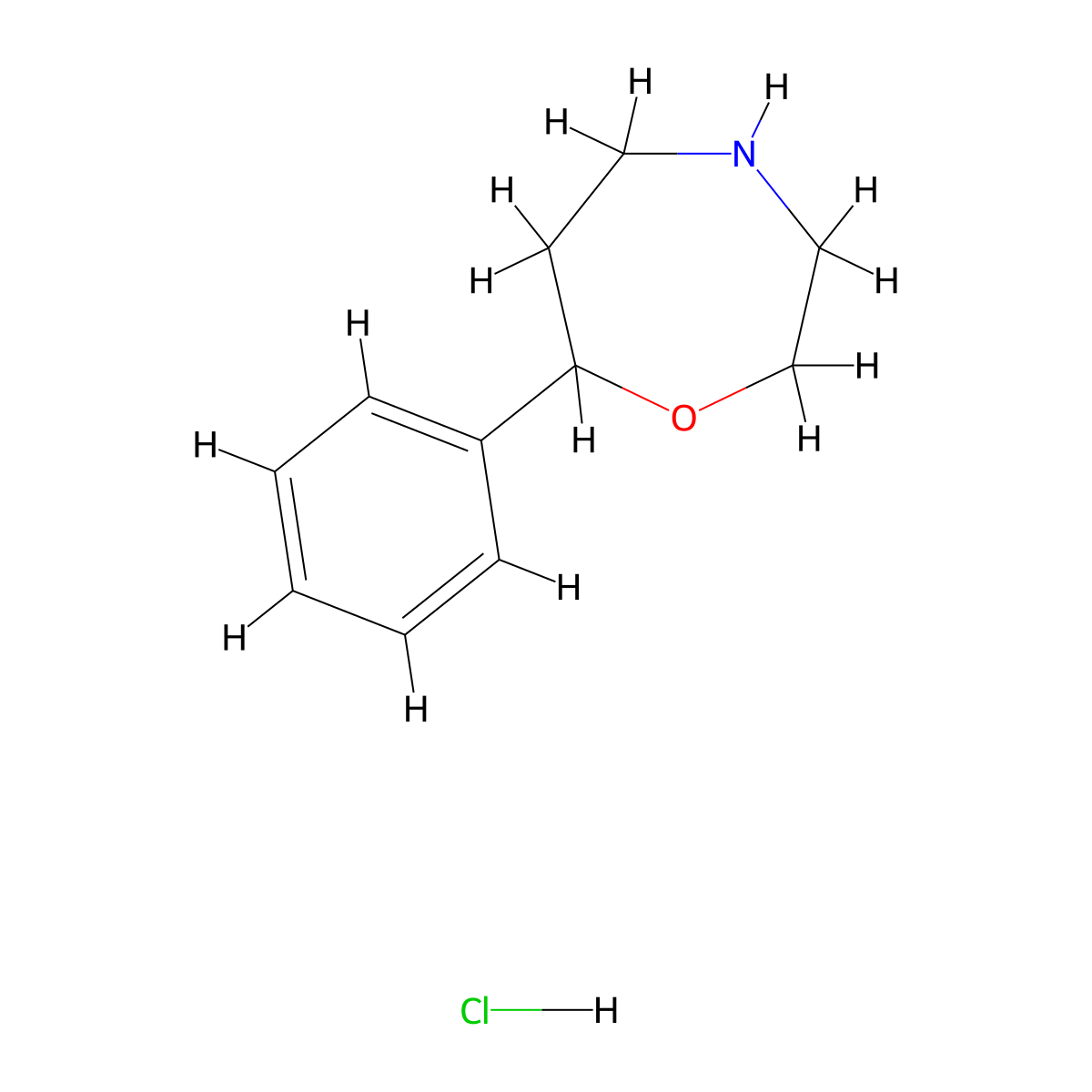 7-Phenyl-1,4-oxazepane hydrochloride molecular structure, CAS 2172051-60-2
