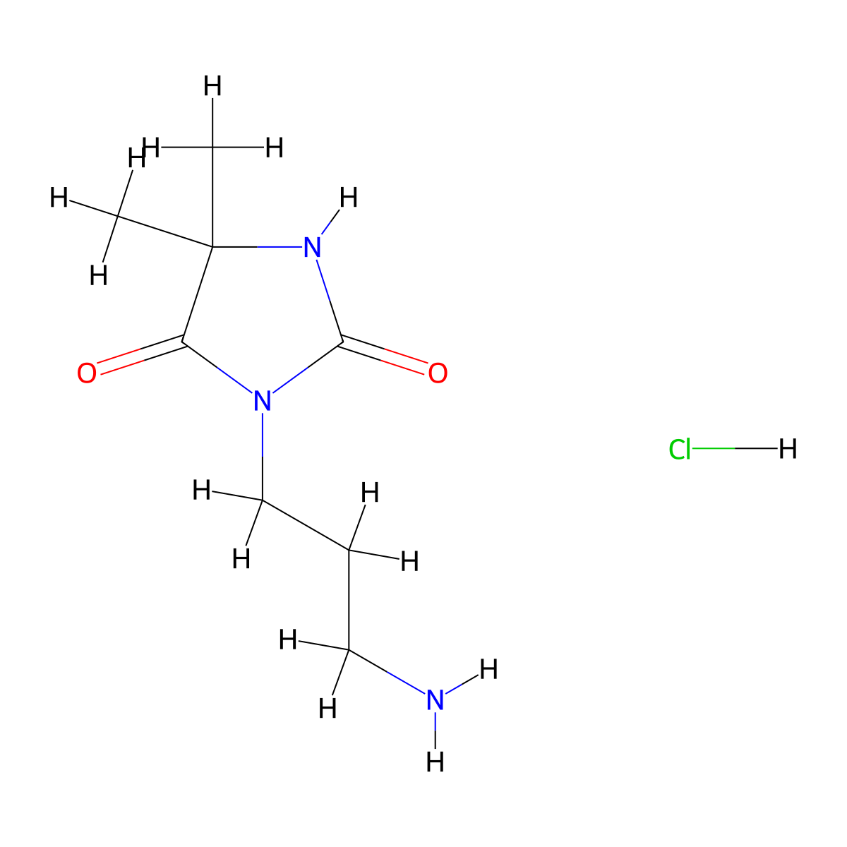 3-(3-Aminopropyl)-5,5-dimethylimidazolidine-2,4-dione hydrochloride molecular structure, CAS 2172051-84-0