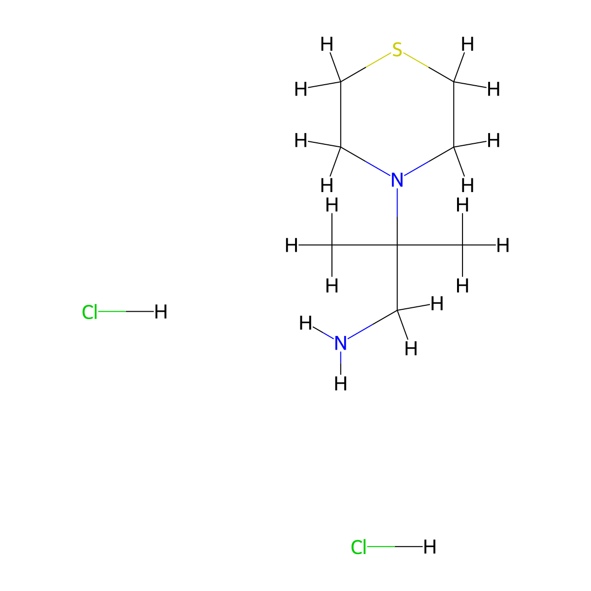 2-Methyl-2-(thiomorpholin-4-yl)propan-1-amine dihydrochloride molecular structure, CAS 2172051-90-8