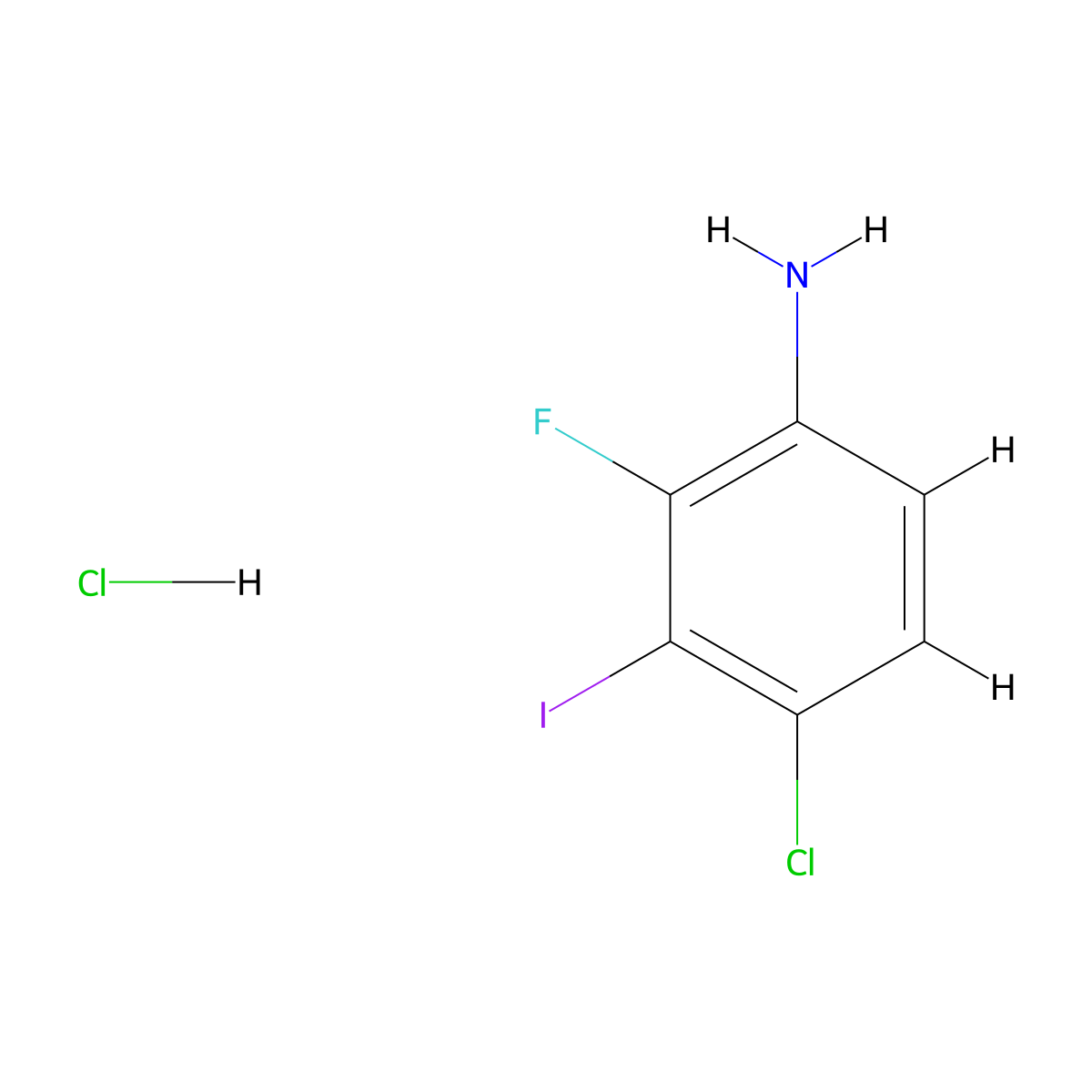 4-Chloro-2-fluoro-3-iodoaniline hydrochloride molecular structure, CAS 2172052-41-2