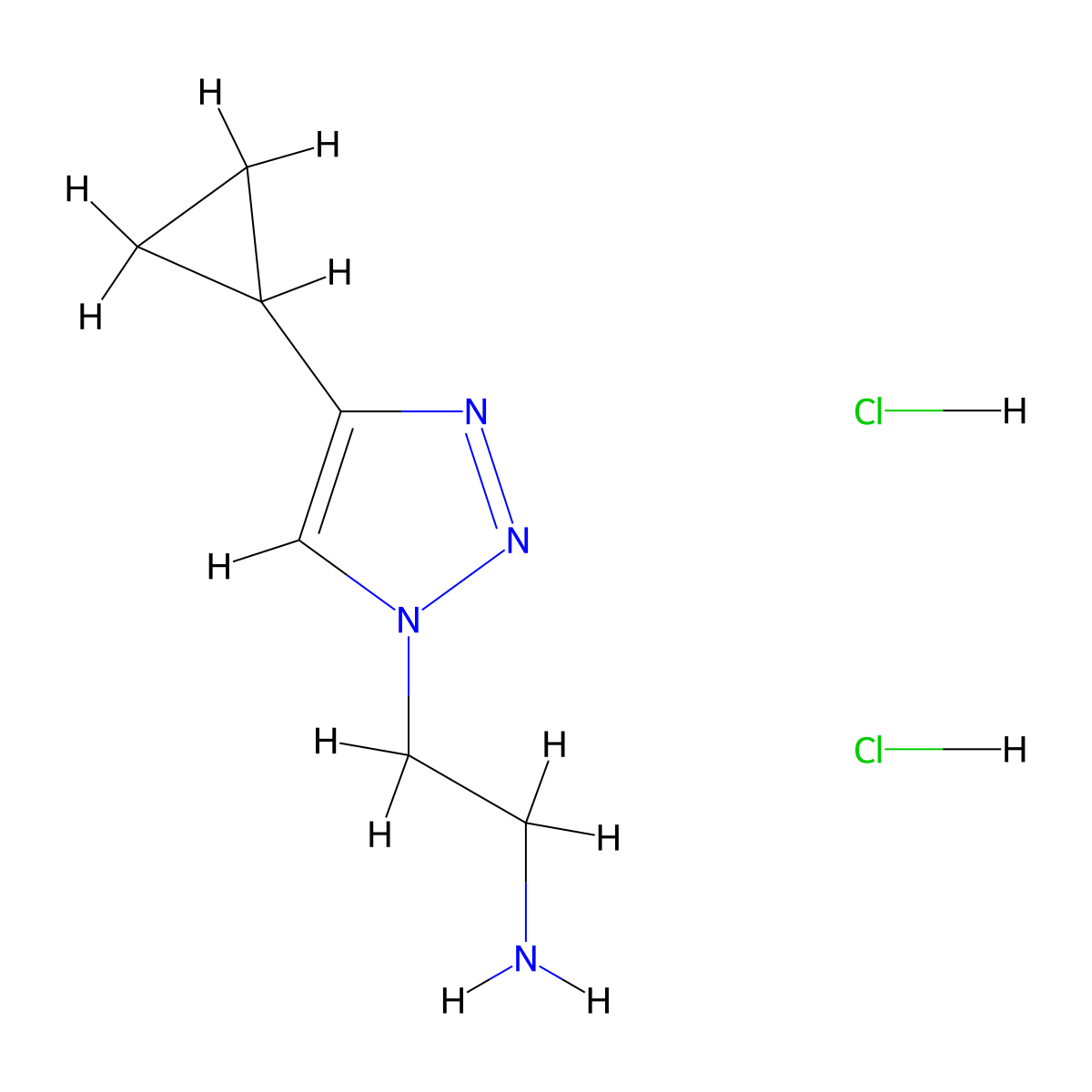 2-(4-cyclopropyl-1H-1,2,3-triazol-1-yl)ethan-1-amine dihydrochloride molecular structure, CAS 2172052-72-9