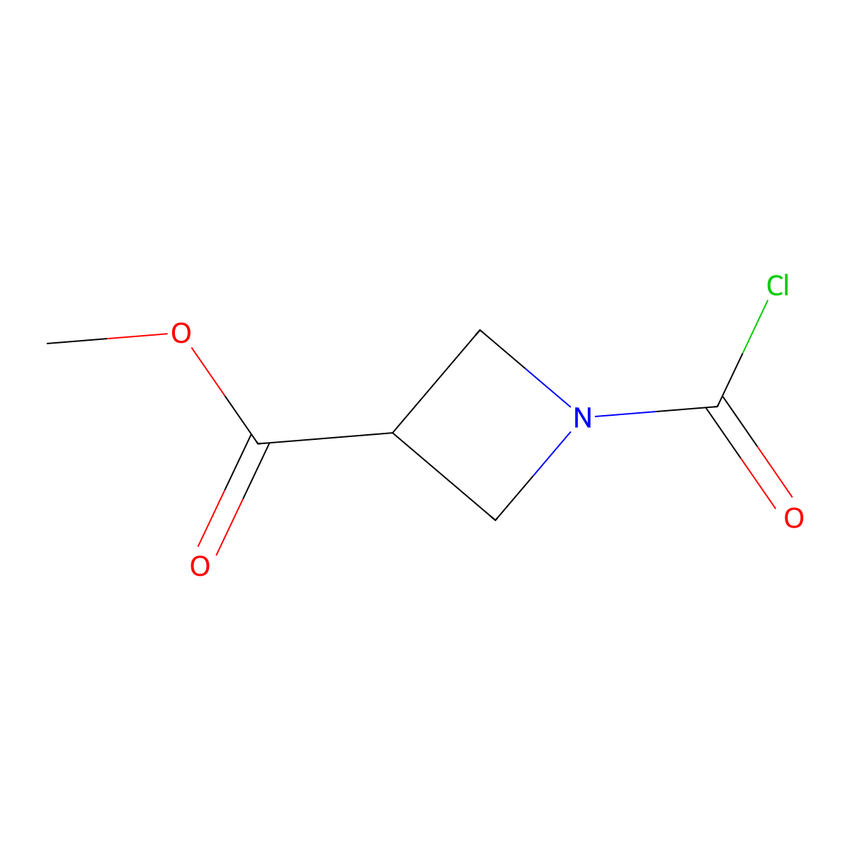 Methyl 1-(carbonochloridoyl)azetidine-3-carboxylate molecular structure, CAS 2172053-28-8
