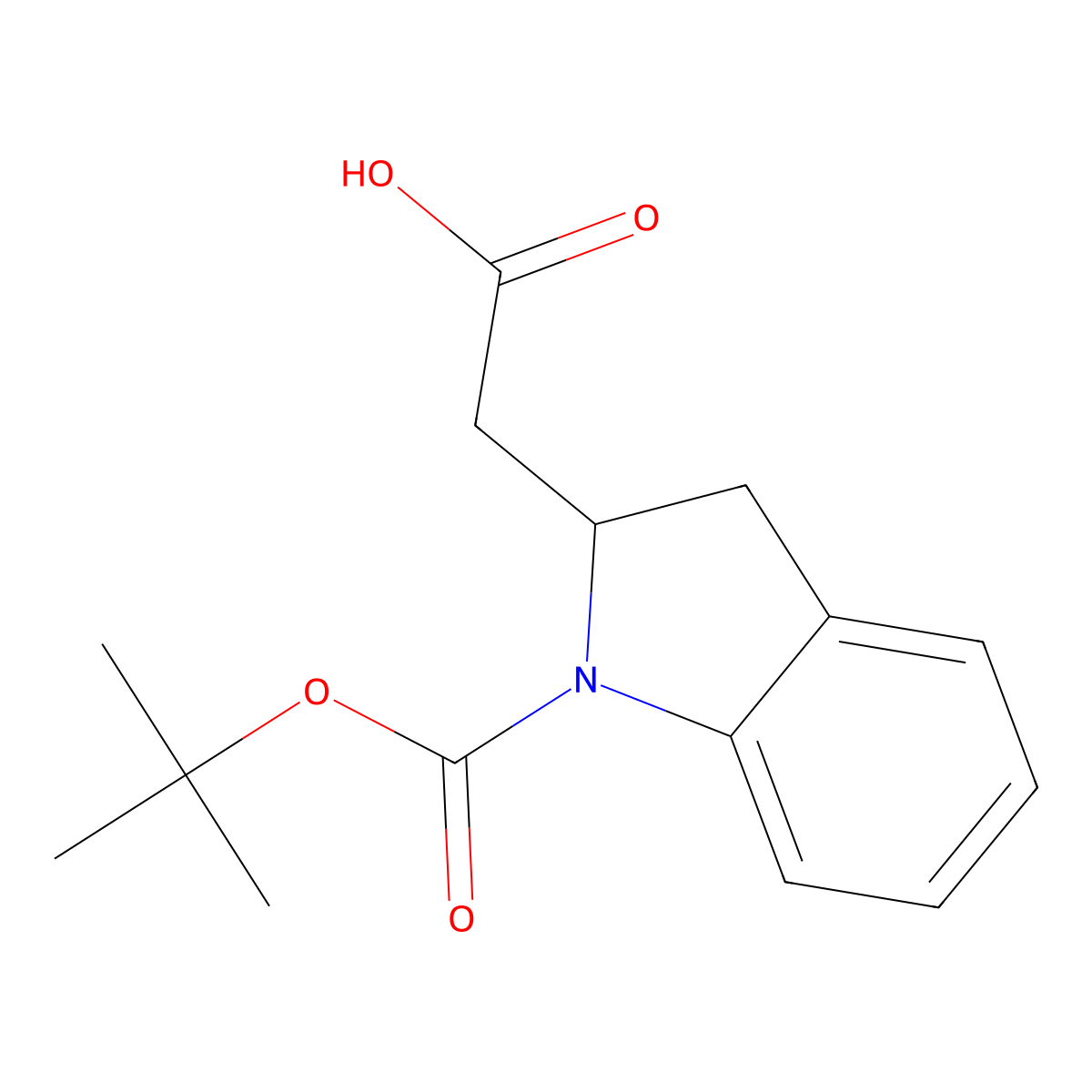 2-{1-[(tert-butoxy)carbonyl]-2,3-dihydro-1H-indol-2-yl}acetic acid molecular structure, CAS 2172054-74-7