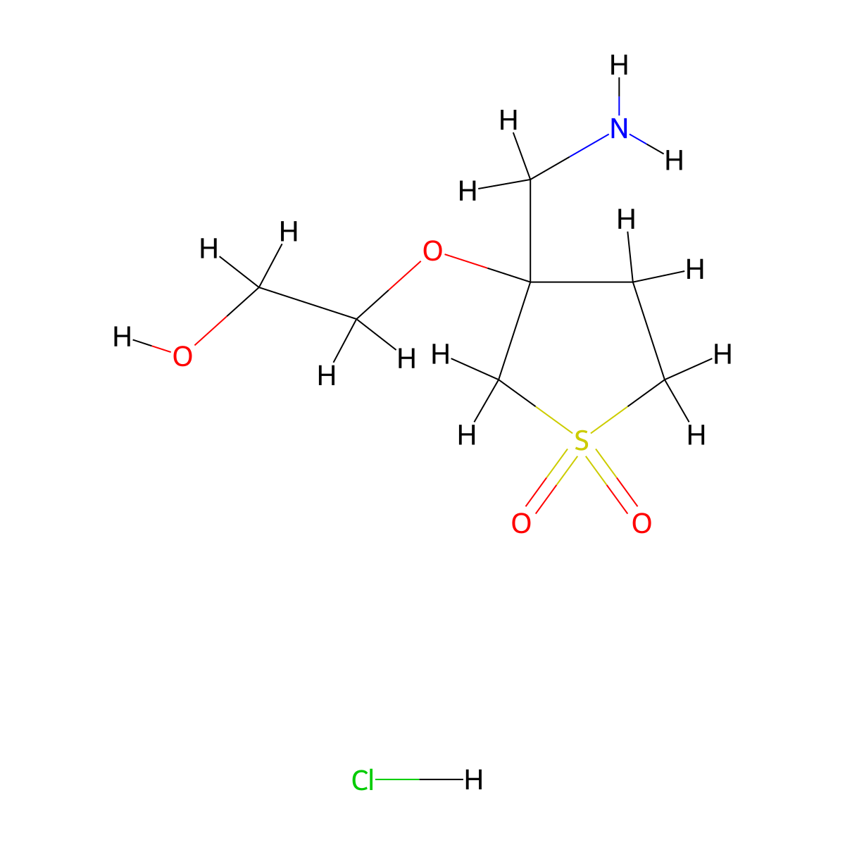 3-(Aminomethyl)-3-(2-hydroxyethoxy)-1lambda6-thiolane-1,1-dione hydrochloride molecular structure, CAS 2172058-65-8