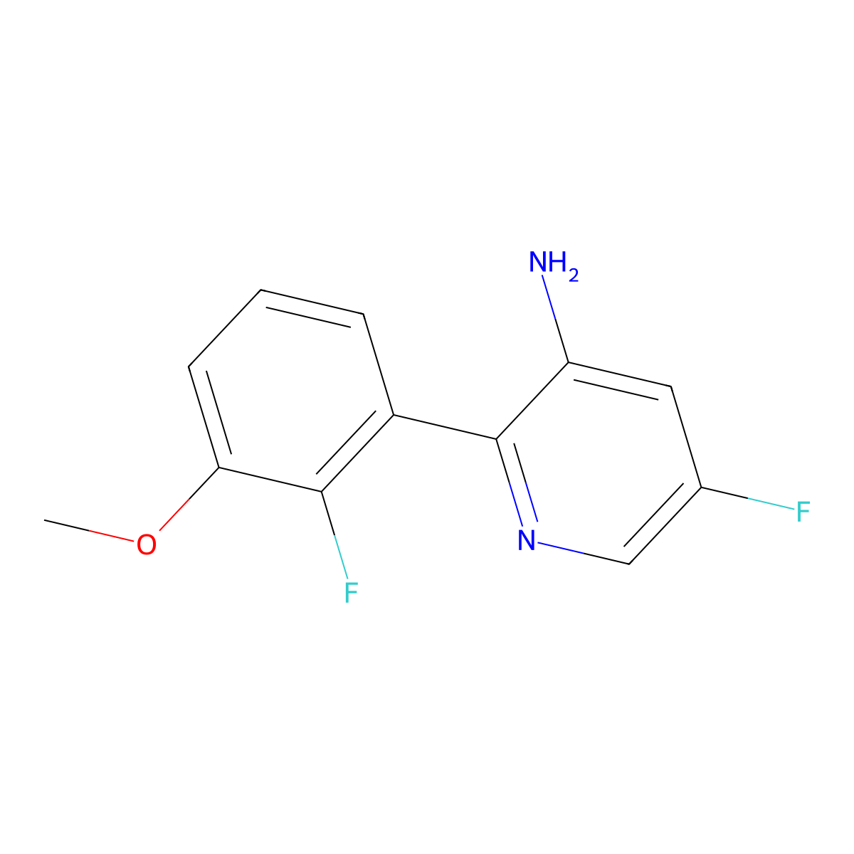 5-Fluoro-2-(2-fluoro-3-methoxyphenyl)pyridin-3-amine molecular structure, CAS 2172062-01-8