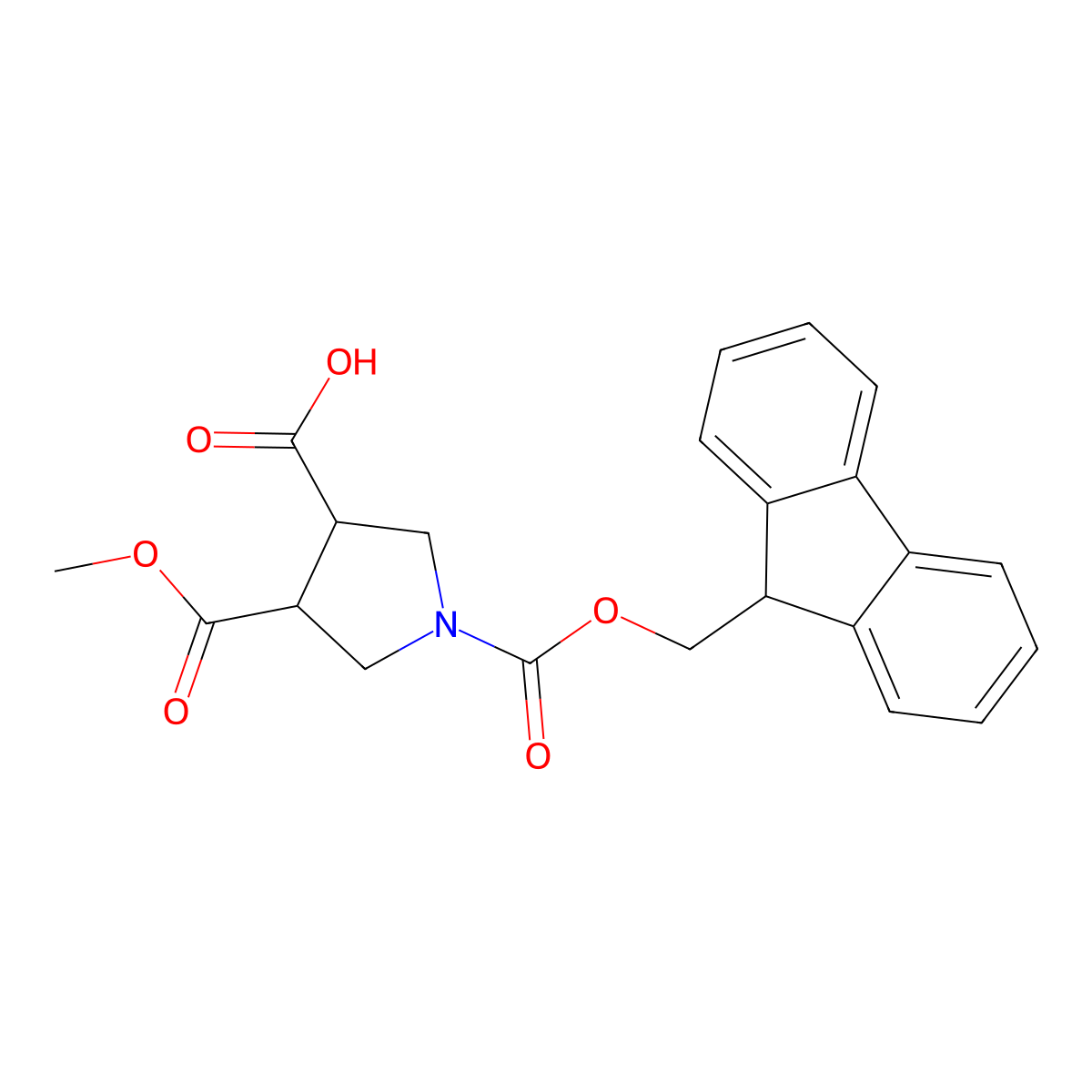 1-{[(9H-fluoren-9-yl)methoxy]carbonyl}-4-(methoxycarbonyl)pyrrolidine-3-carboxylic acid molecular structure, CAS 2172062-45-0