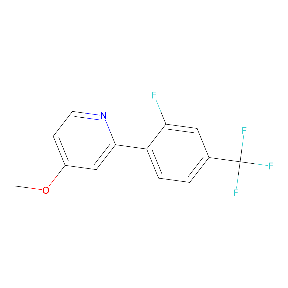 2-[2-Fluoro-4-(trifluoromethyl)phenyl]-4-methoxypyridine molecular structure, CAS 2172063-04-4