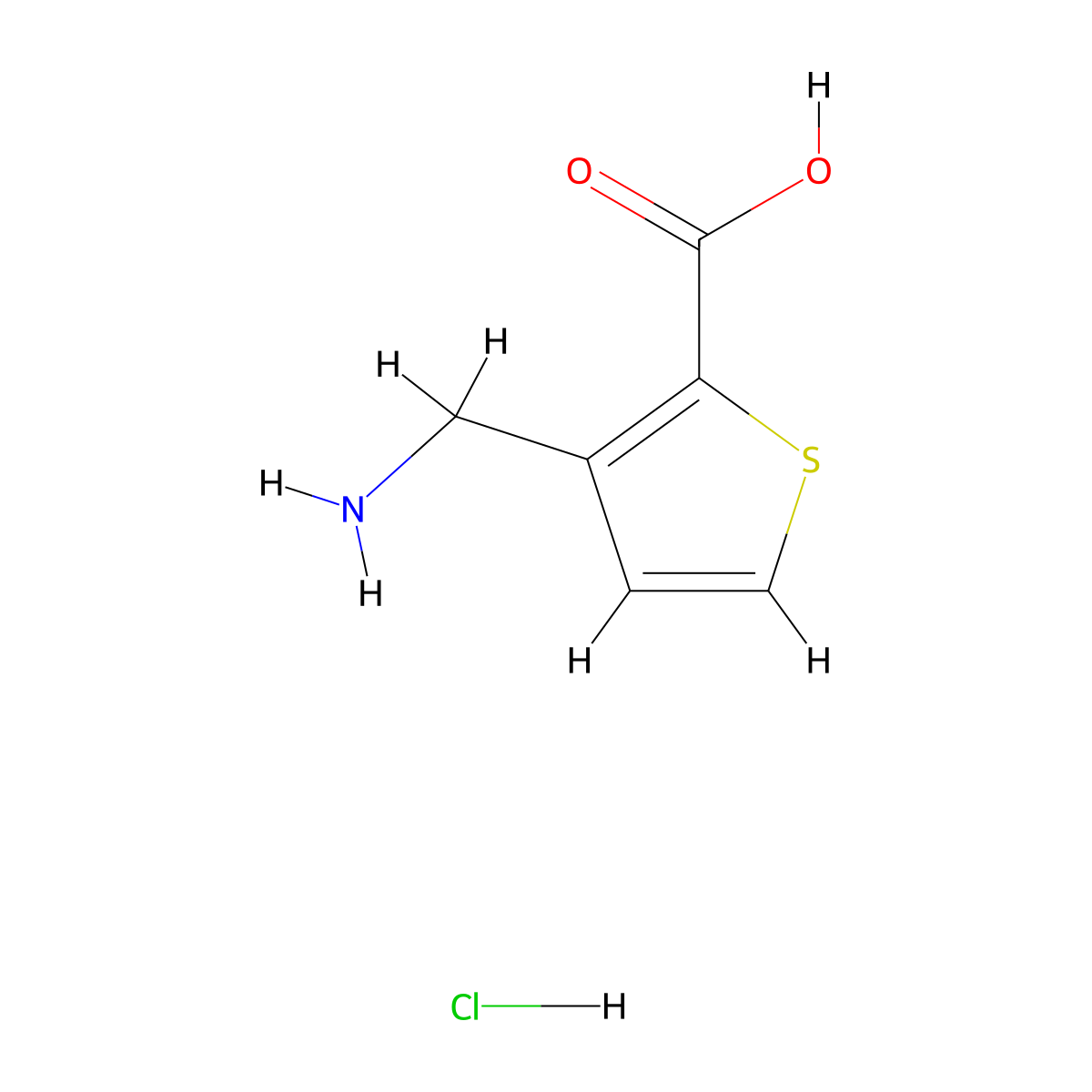 3-(Aminomethyl)thiophene-2-carboxylic acid hydrochloride molecular structure, CAS 2172063-43-1