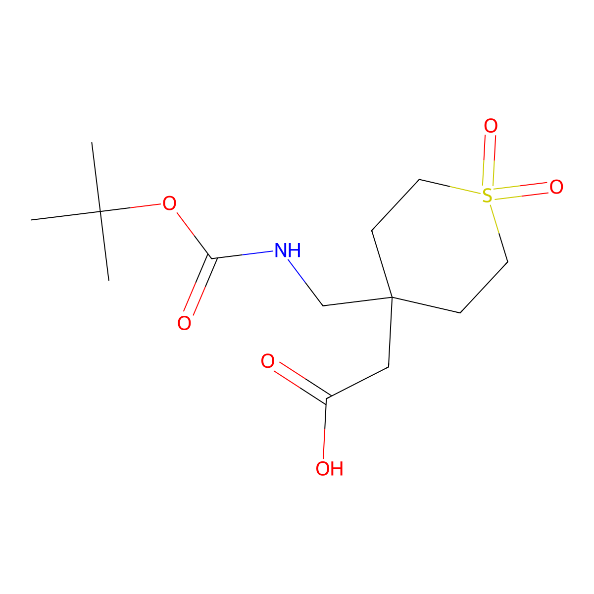 2-[4-({[(Tert-butoxy)carbonyl]amino}methyl)-1,1-dioxo-1lambda6-thian-4-yl]acetic acid molecular structure, CAS 2172063-99-7