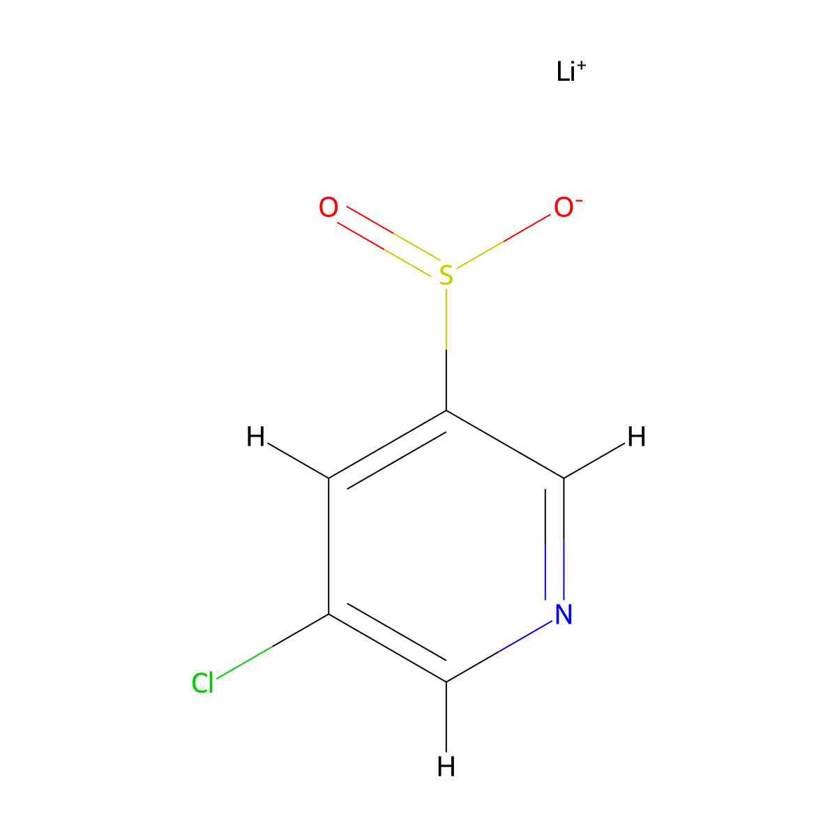 Lithium(1+) ion 5-chloropyridine-3-sulfinate molecular structure, CAS 2172064-16-1
