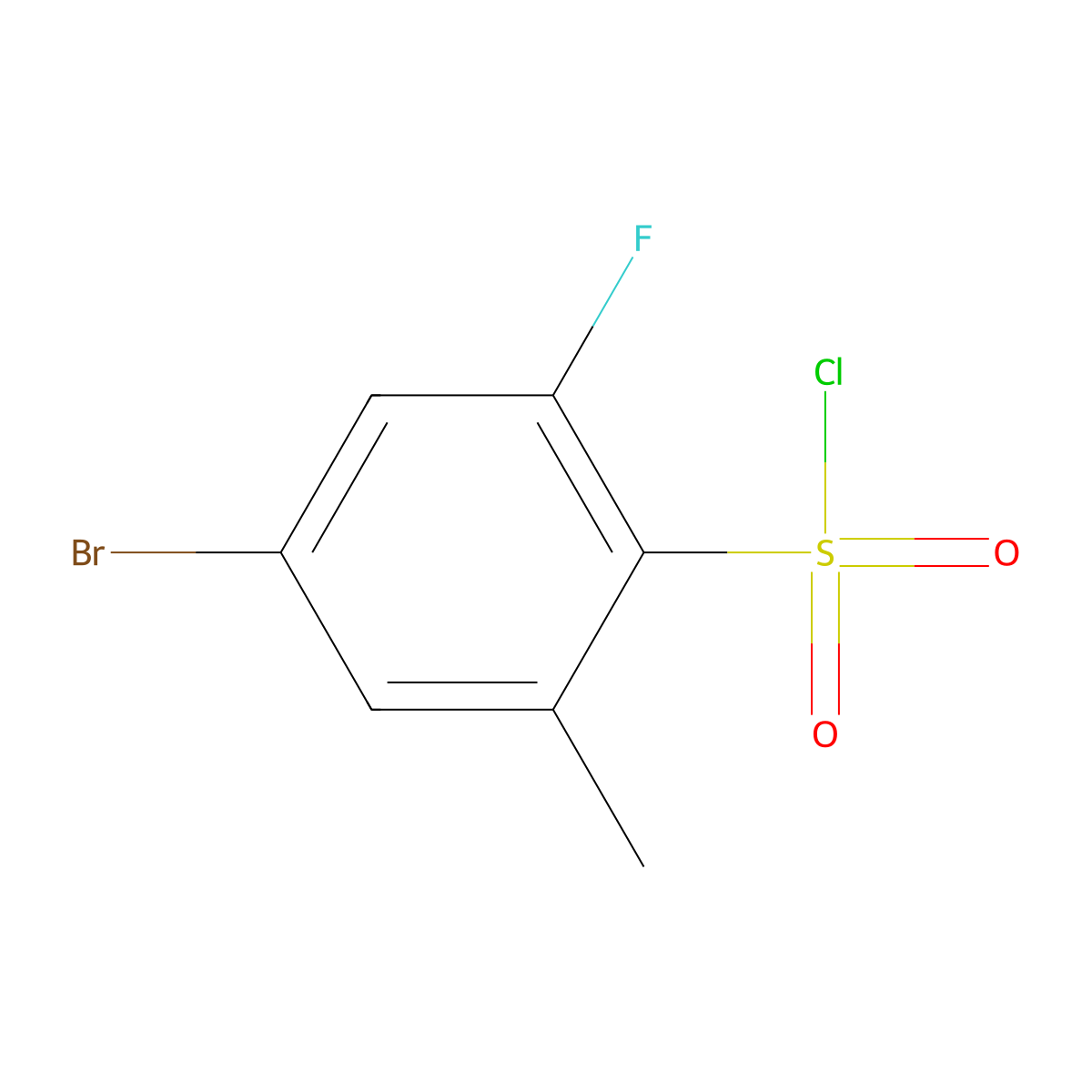 4-Bromo-2-fluoro-6-methylbenzene-1-sulfonyl chloride molecular structure, CAS 2172064-48-9