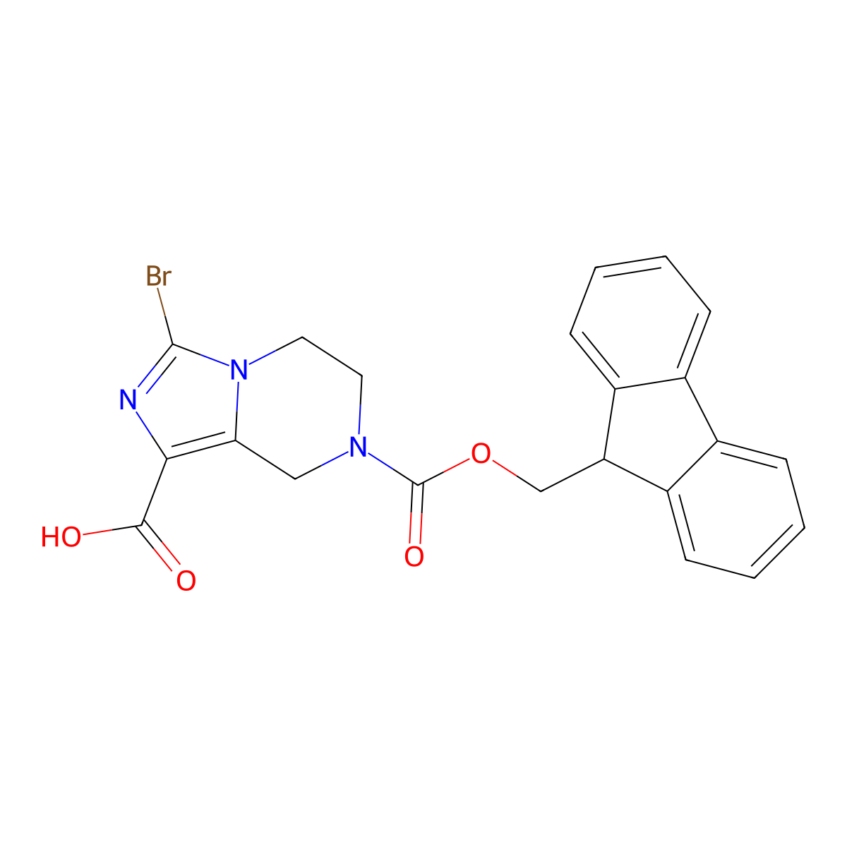 3-Bromo-7-(9H-fluoren-9-ylmethoxycarbonyl)-6,8-dihydro-5H-imidazo[1,5-a]pyrazine-1-carboxylic acid molecular structure, CAS 2172064-49-0
