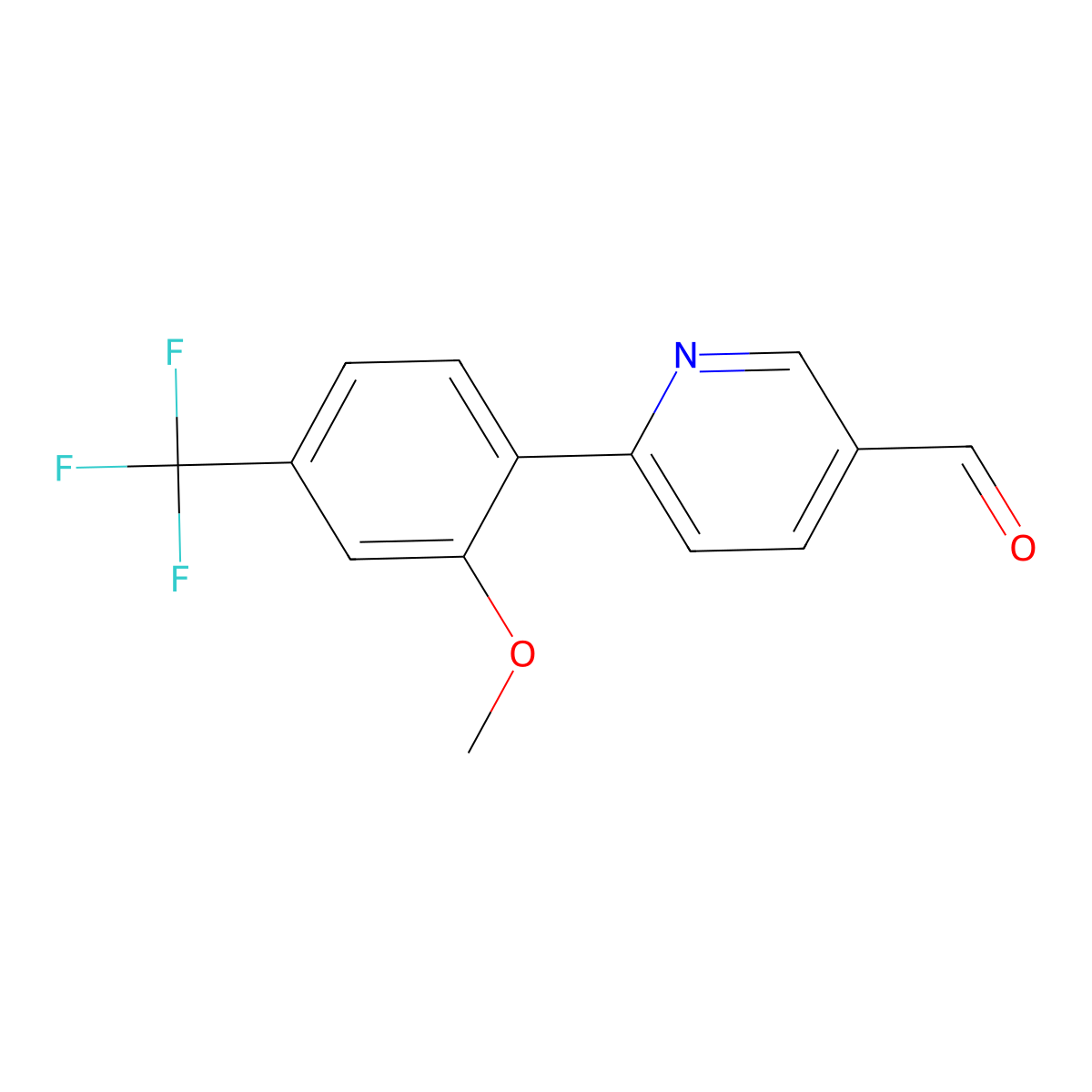 6-[2-Methoxy-4-(trifluoromethyl)phenyl]pyridine-3-carbaldehyde molecular structure, CAS 2172065-44-8