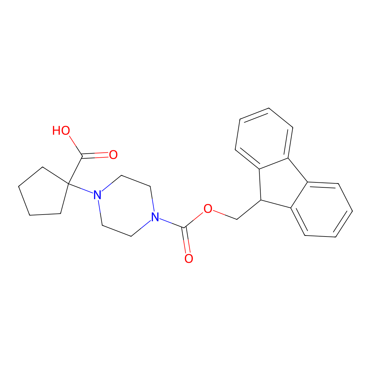 1-(4-{[(9H-fluoren-9-yl)methoxy]carbonyl}piperazin-1-yl)cyclopentane-1-carboxylic acid molecular structure, CAS 2172065-67-5