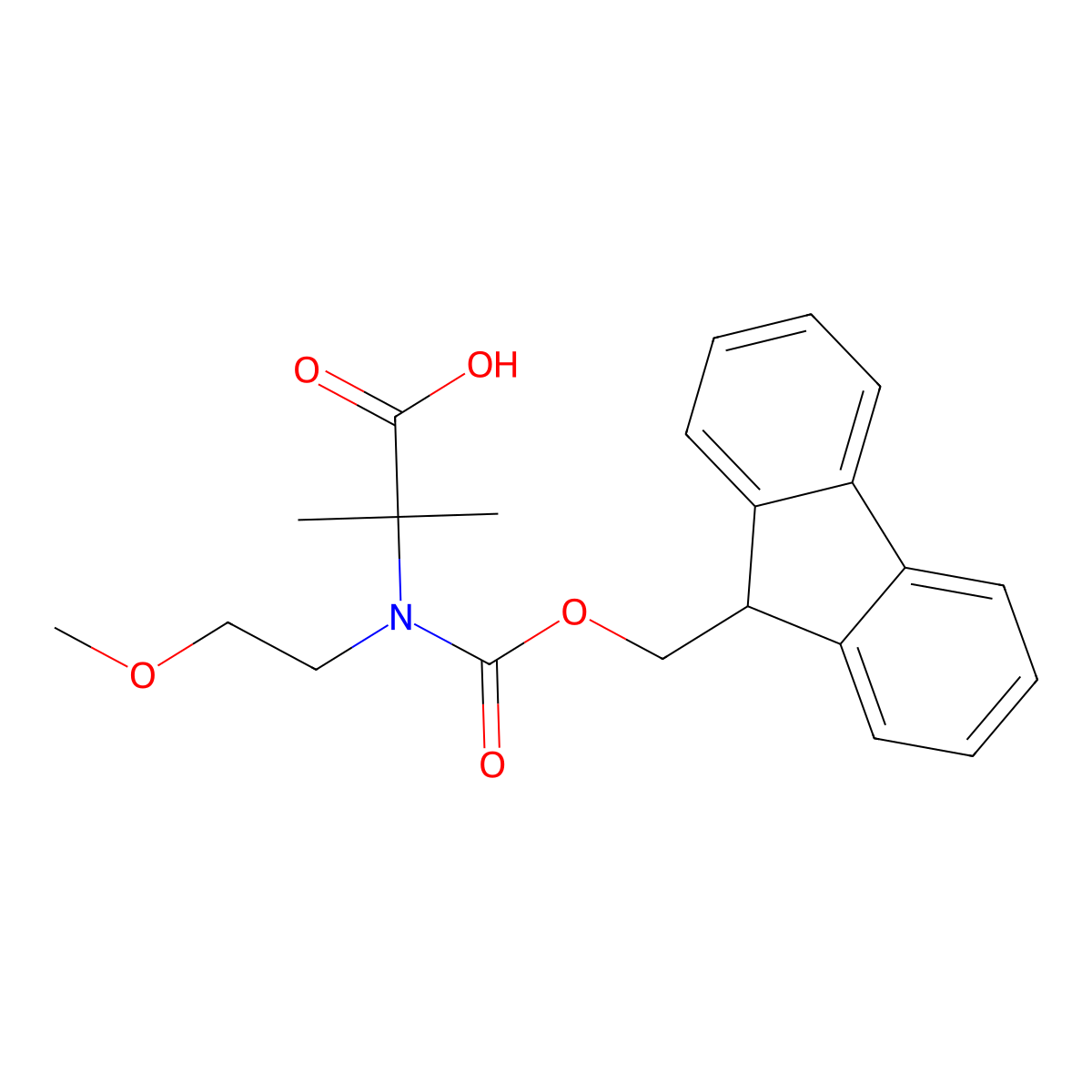 2-((((9H-Fluoren-9-yl)methoxy)carbonyl)(2-methoxyethyl)amino)-2-methylpropanoic acid molecular structure, CAS 2172066-89-4