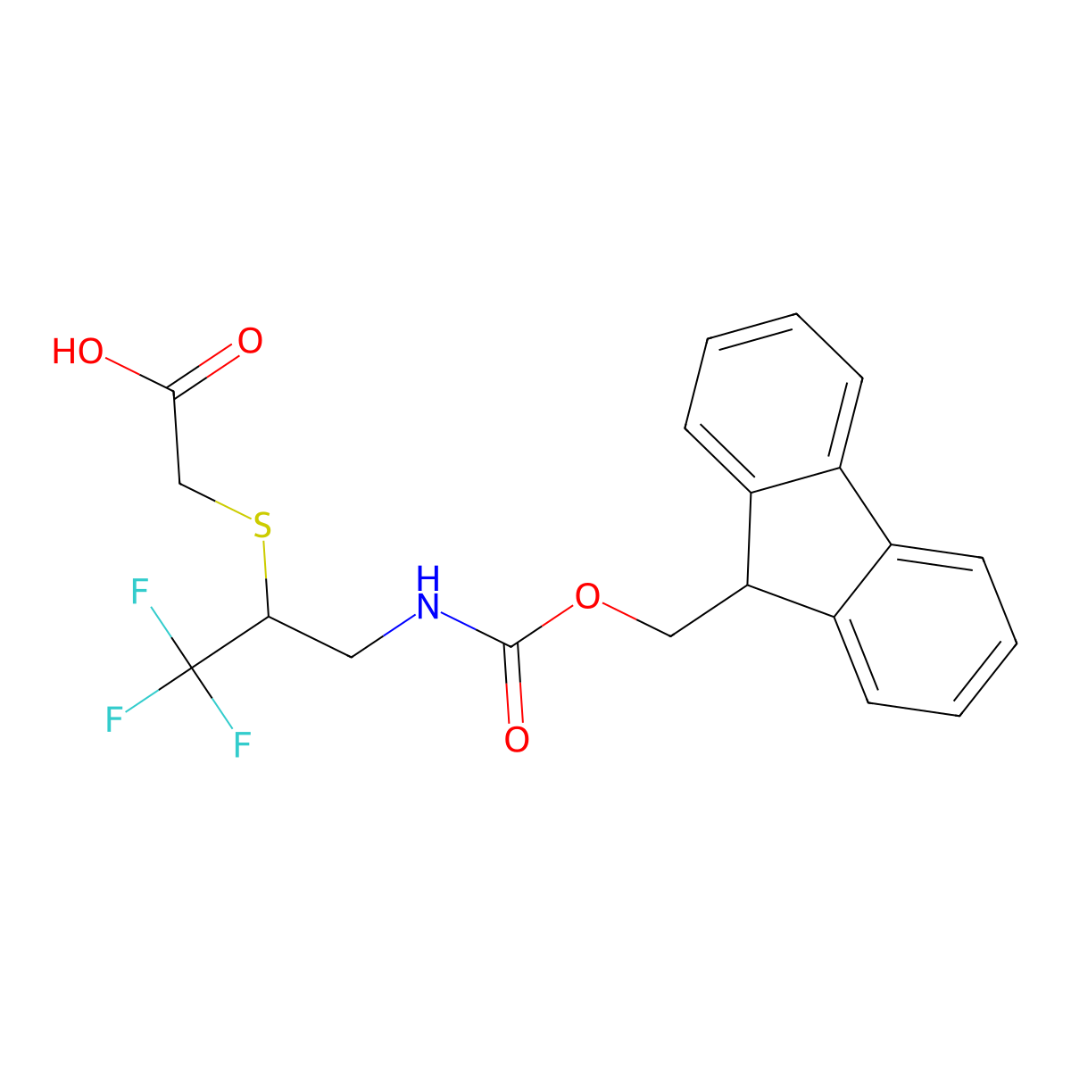 2-{[3-({[(9H-fluoren-9-yl)methoxy]carbonyl}amino)-1,1,1-trifluoropropan-2-yl]sulfanyl}acetic acid molecular structure, CAS 2172069-55-3