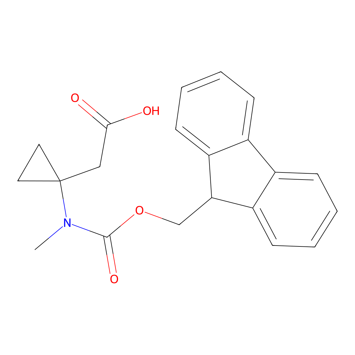 2-(1-{[(9H-fluoren-9-ylmethoxy)carbonyl](methyl)amino}cyclopropyl)acetic acid molecular structure, CAS 2172070-18-5